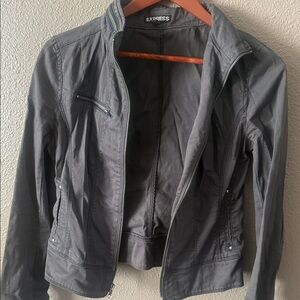 Express Women's Charcoal Zip-Front Utility Jacket